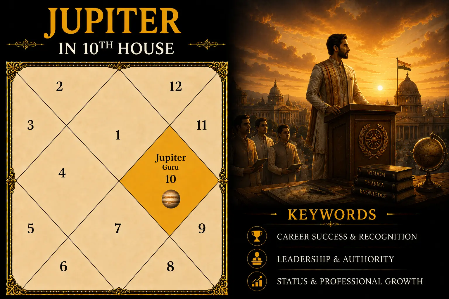 Illustration of Jupiter in the 10th House