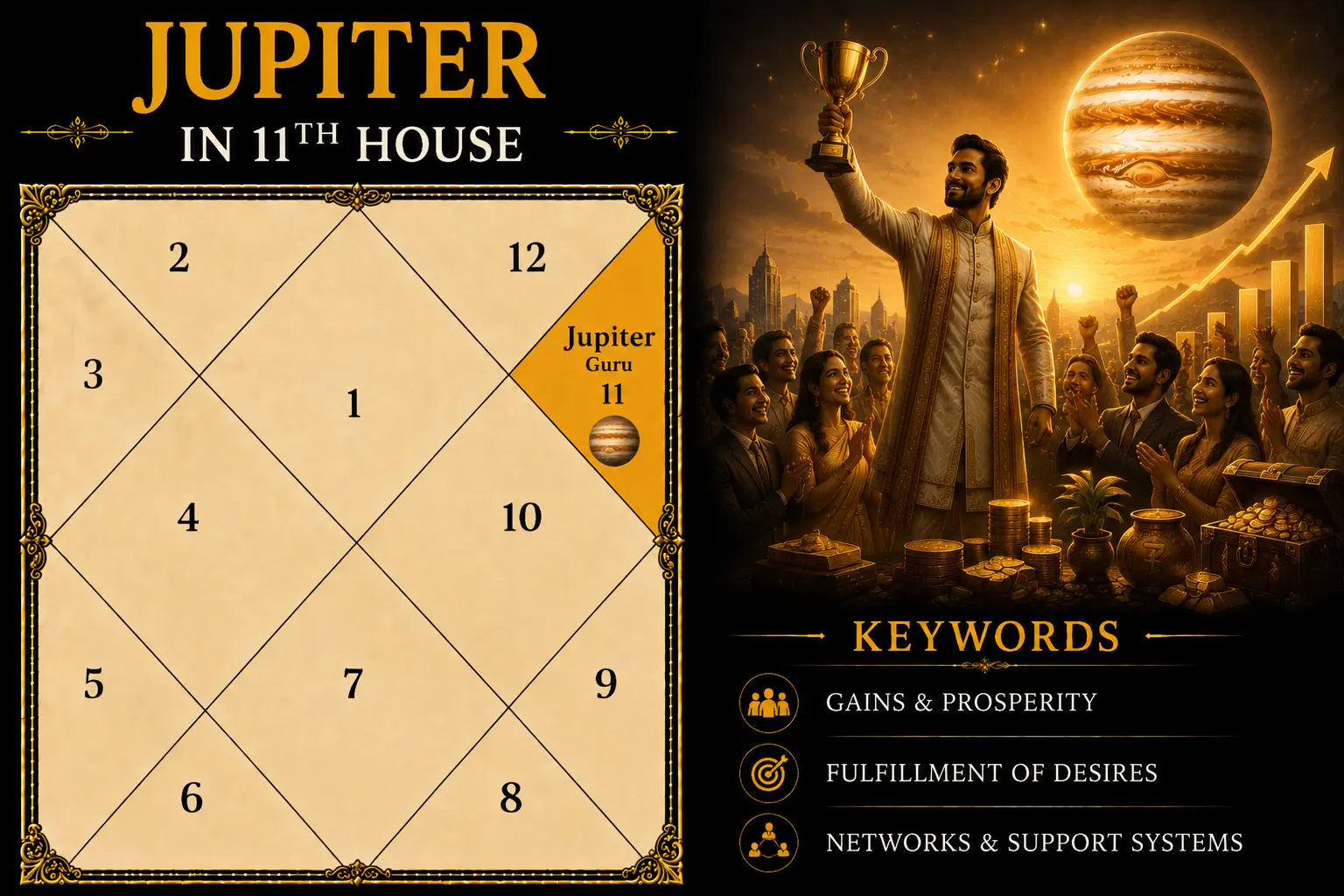Illustration of Jupiter in the 11th House