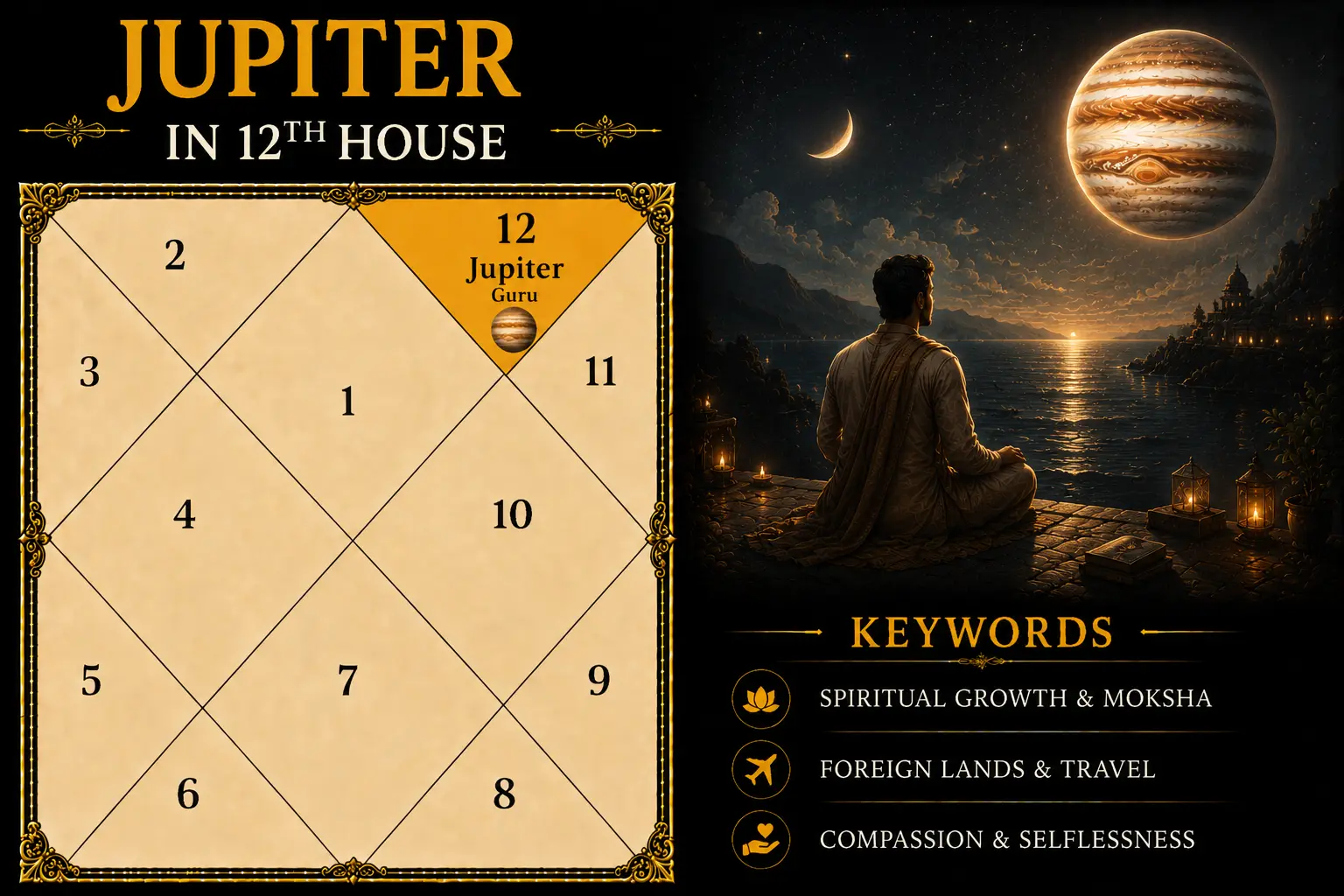 Illustration of Jupiter in the 12th House