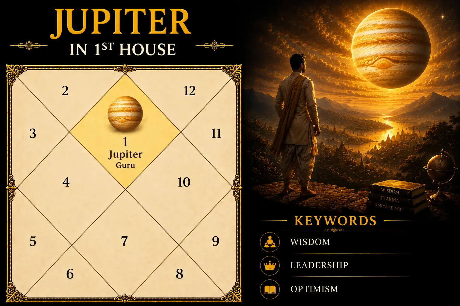 Illustration of Jupiter in the 1st House
