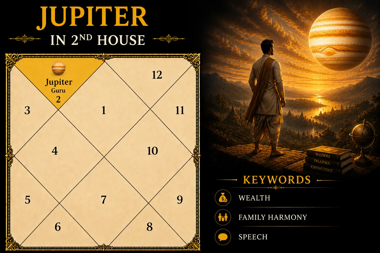 Illustration of Jupiter in the 2nd House