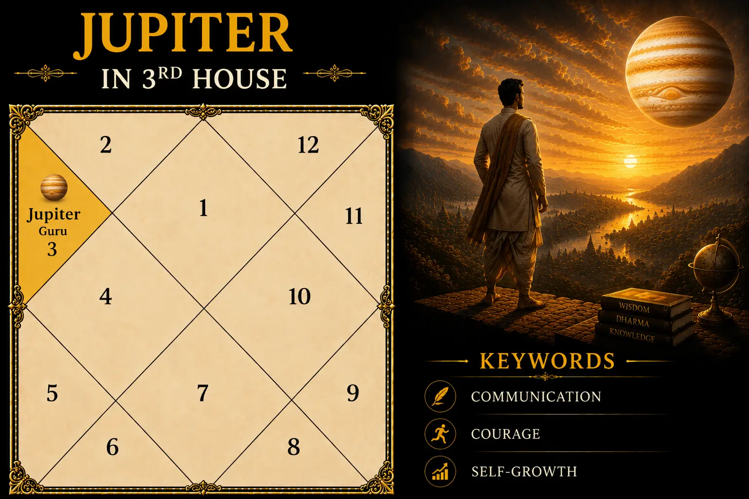 Illustration of Jupiter in the 3rd House