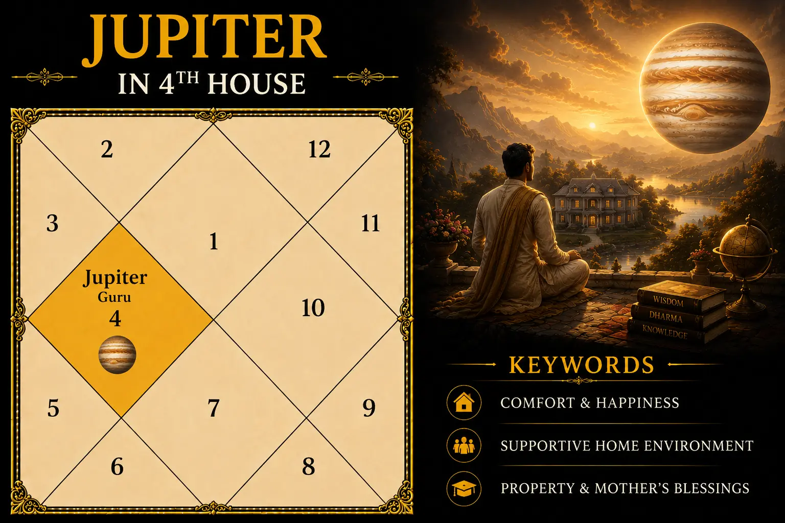 Illustration of Jupiter in the 4th House