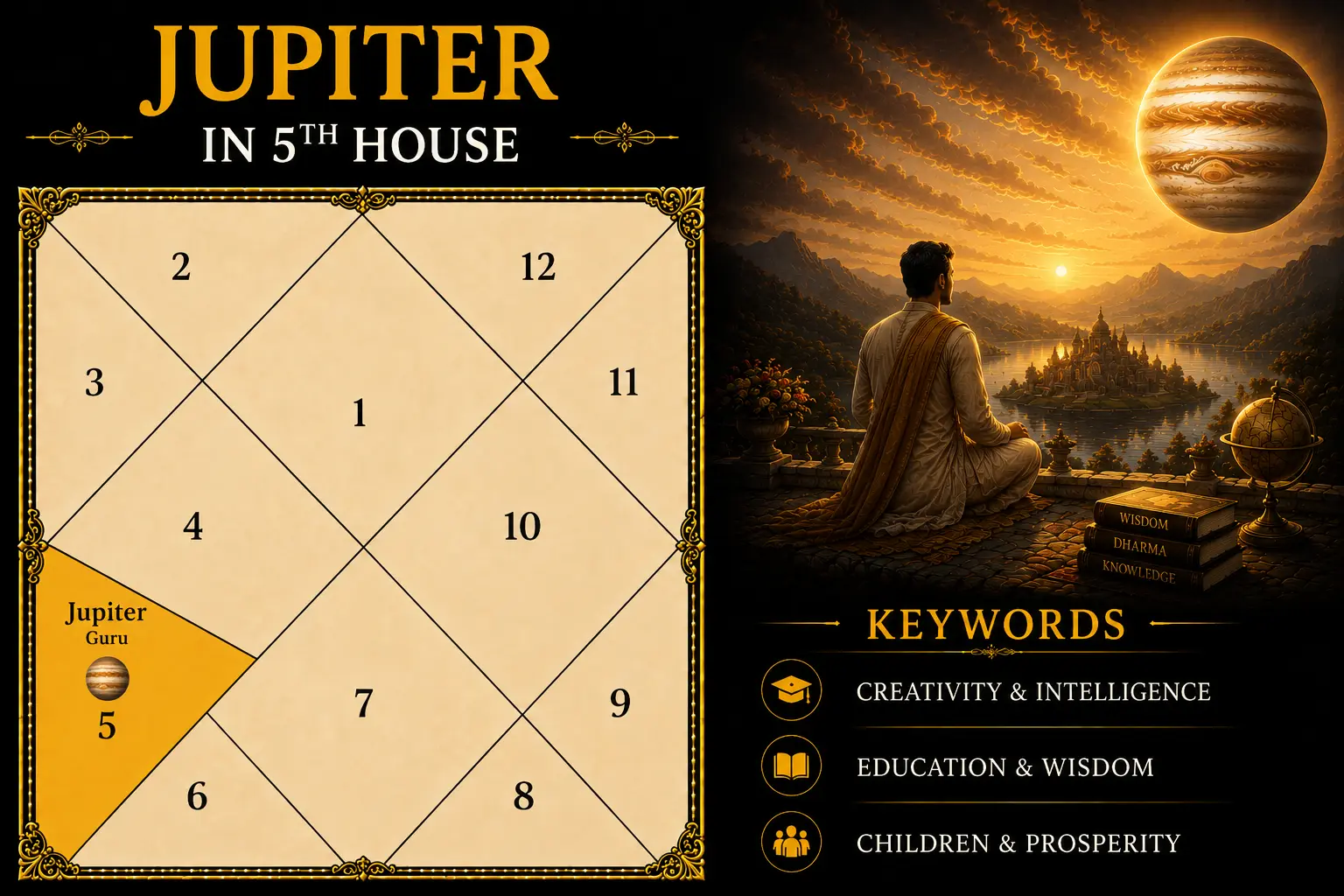 Illustration of Jupiter in the 5th House