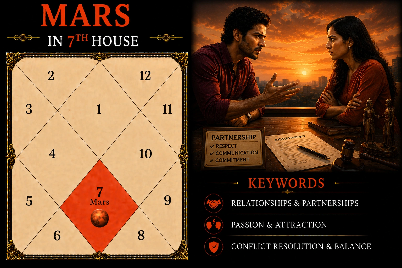 Illustration of Mars in the 7th House
