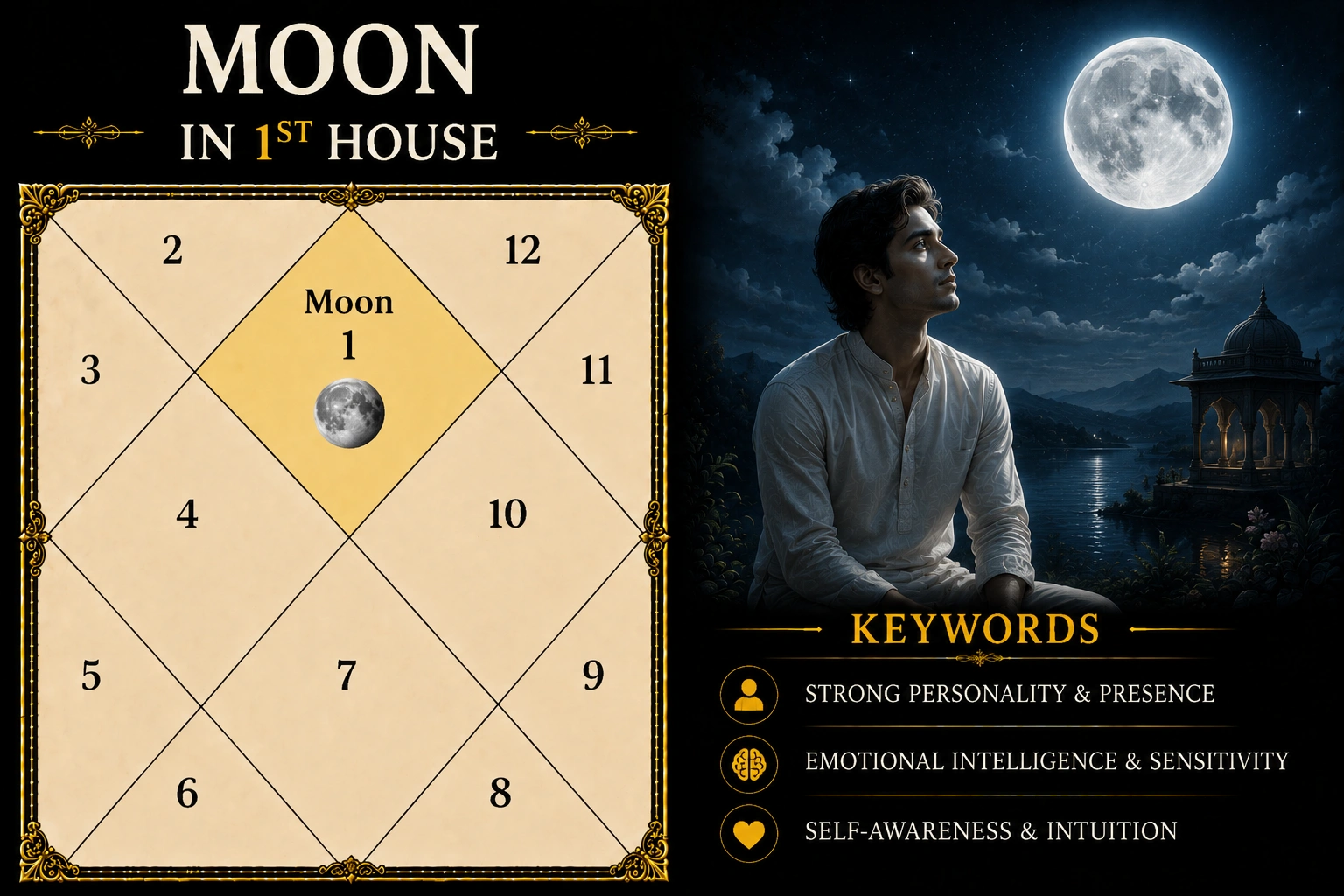Illustration of Moon in the 1st House