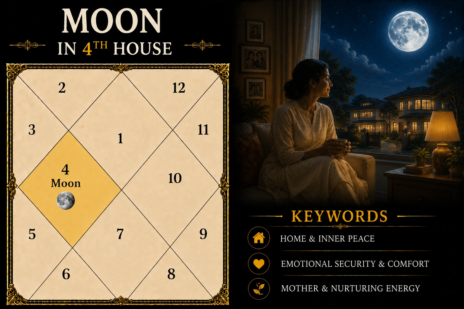 Illustration of Moon in the 4th House
