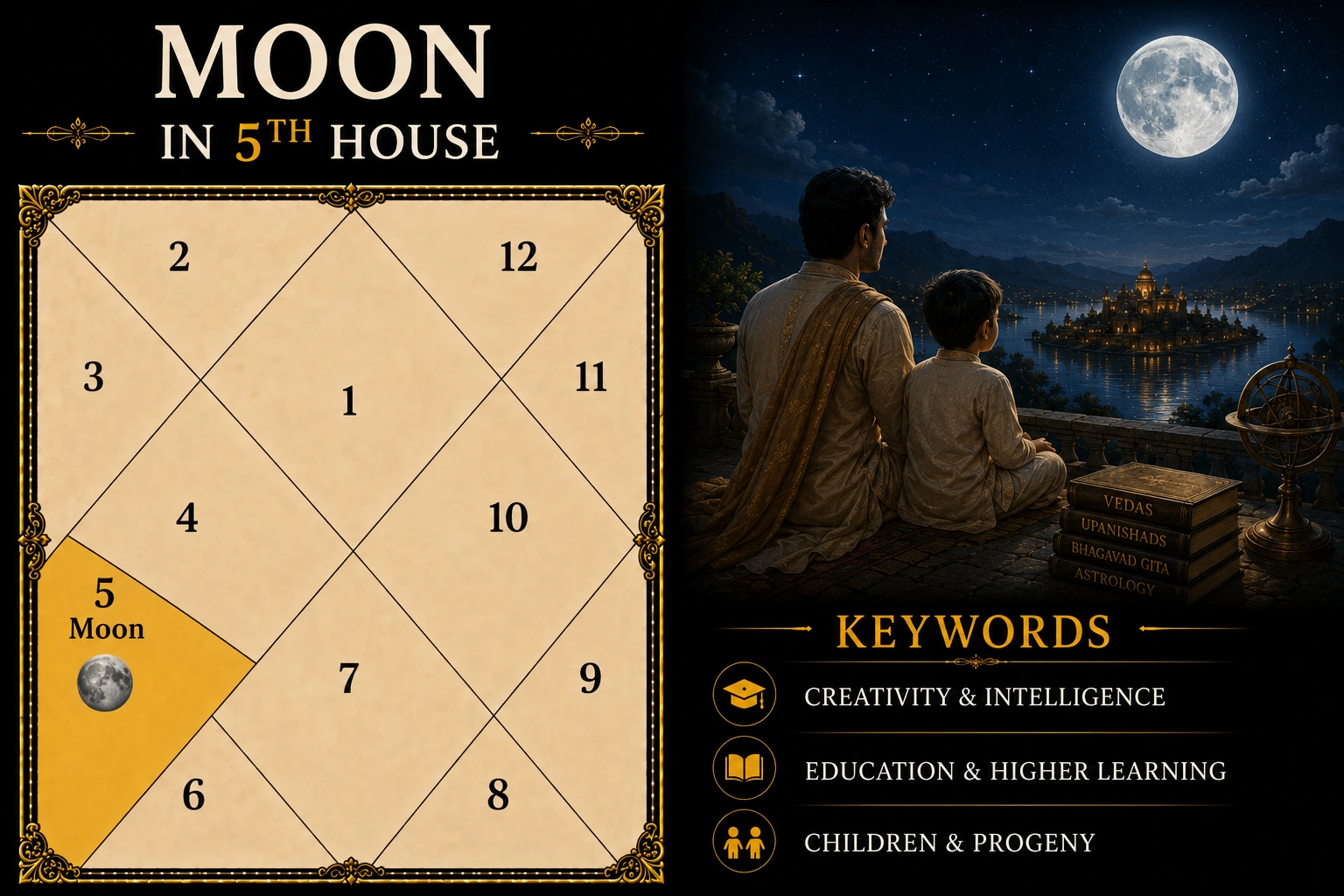 Illustration of Moon in the 5th House
