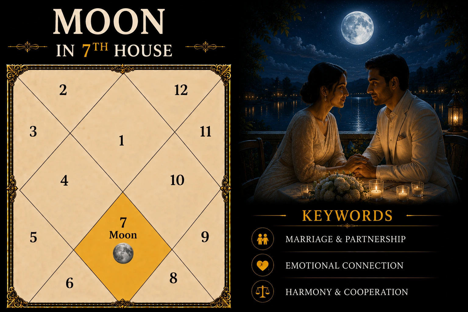 Illustration of Moon in the 7th House