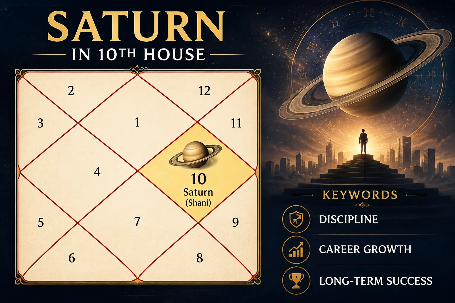 Illustration of Saturn in the 10th House