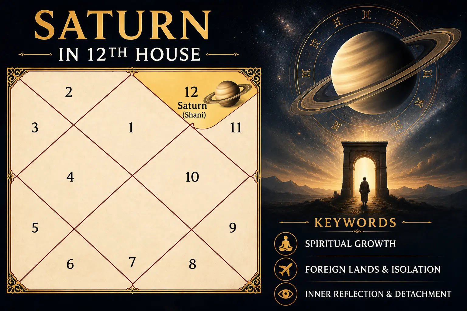 Illustration of Saturn in the 12th House