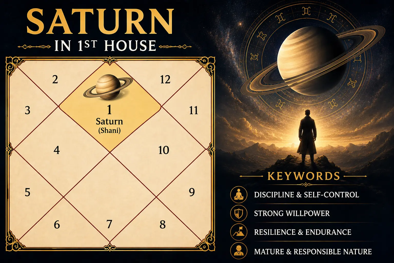 Illustration of Saturn in the 1st House