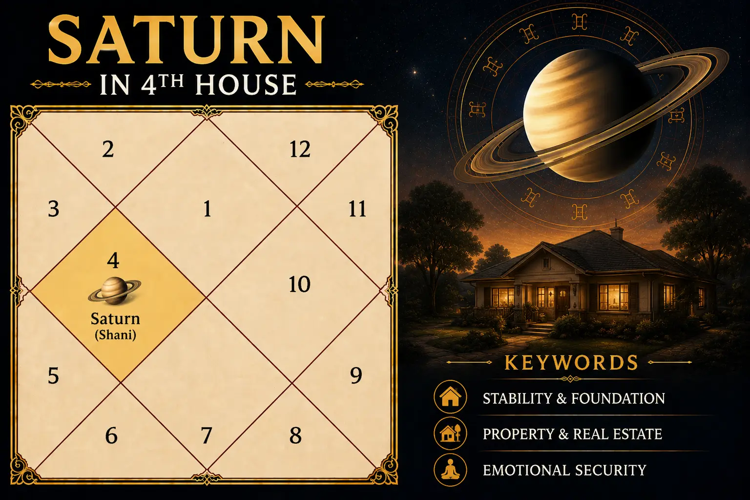 Illustration of Saturn in the 4th House