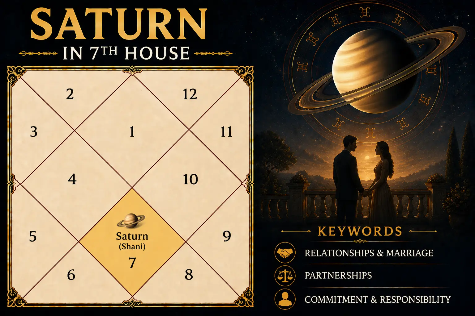 Illustration of Saturn in the 7th House