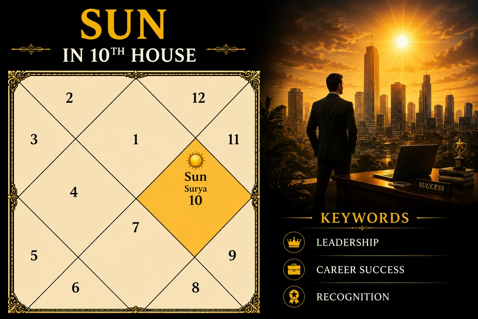Illustration of Sun in the 10th House