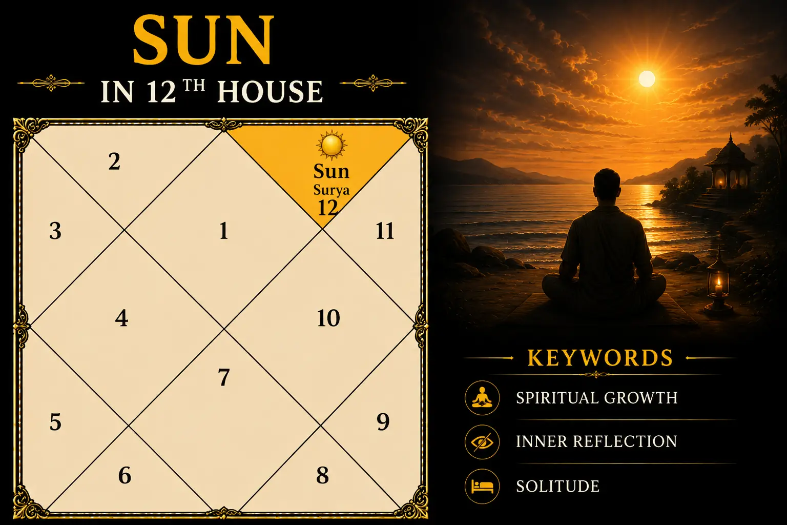 Illustration of Sun in the 12th House