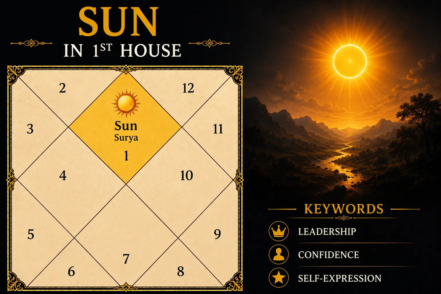 Illustration of Sun in the 1st House