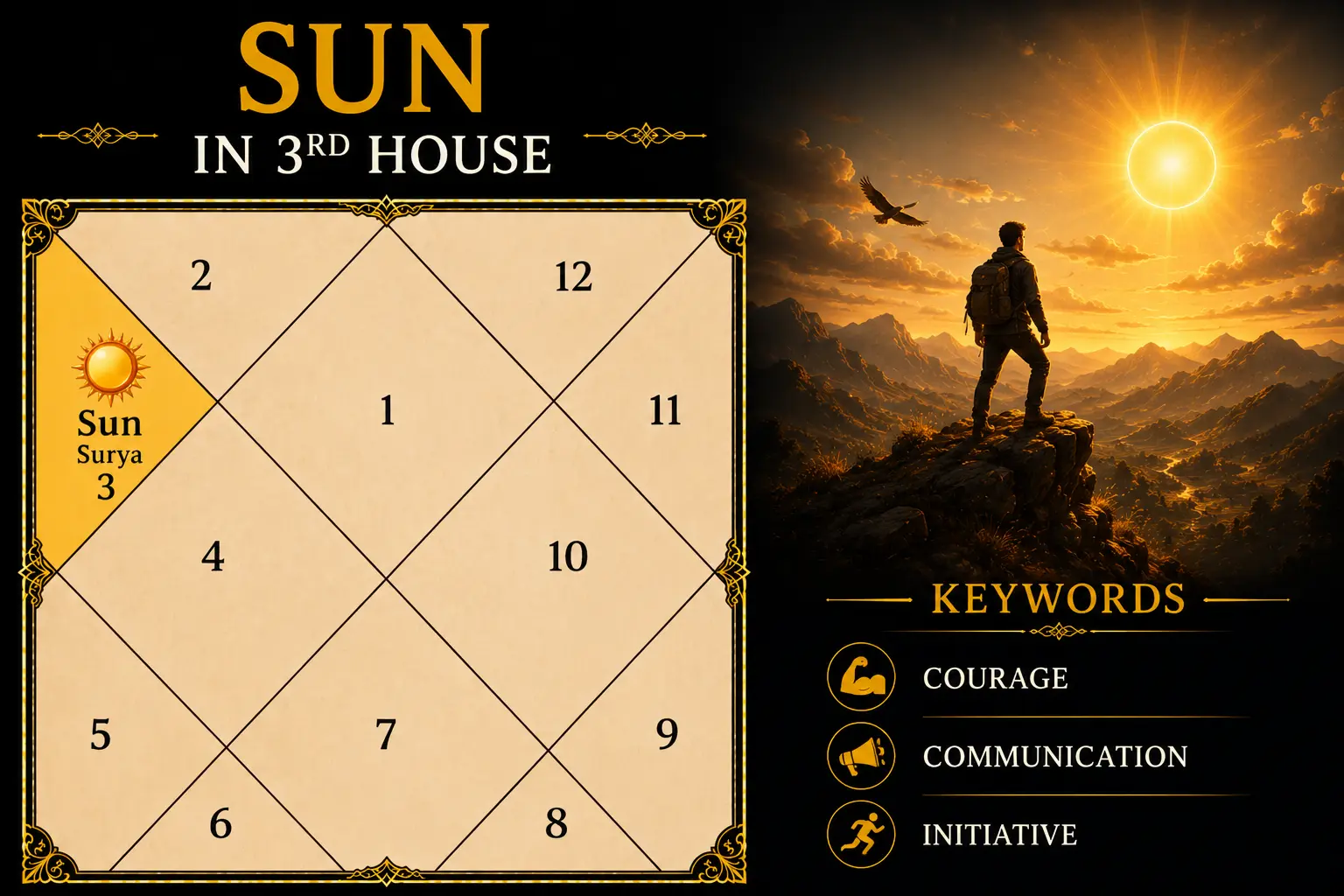 Illustration of Sun in the 3rd House