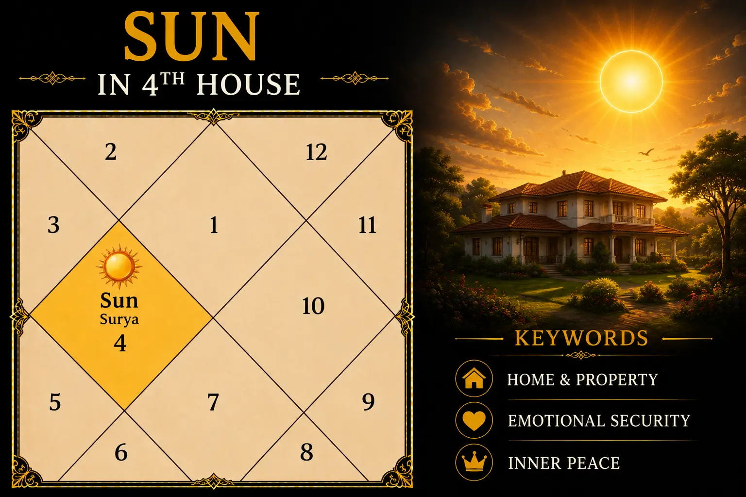 Illustration of Sun in the 4th House