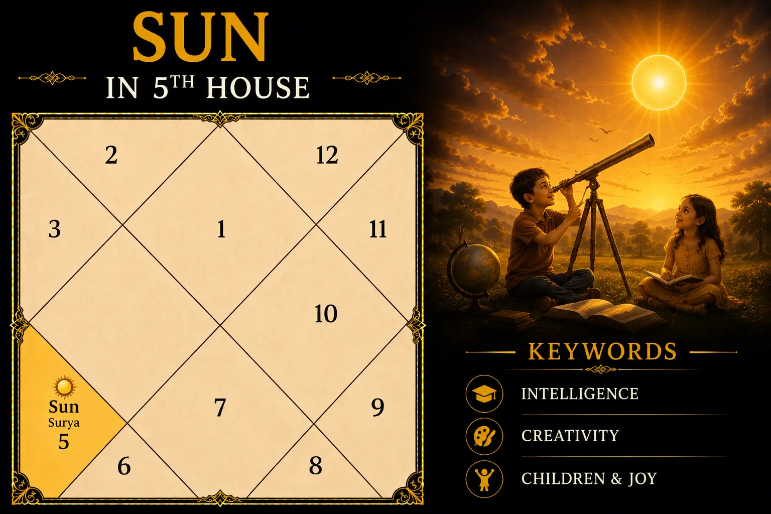Illustration of Sun in the 5th House