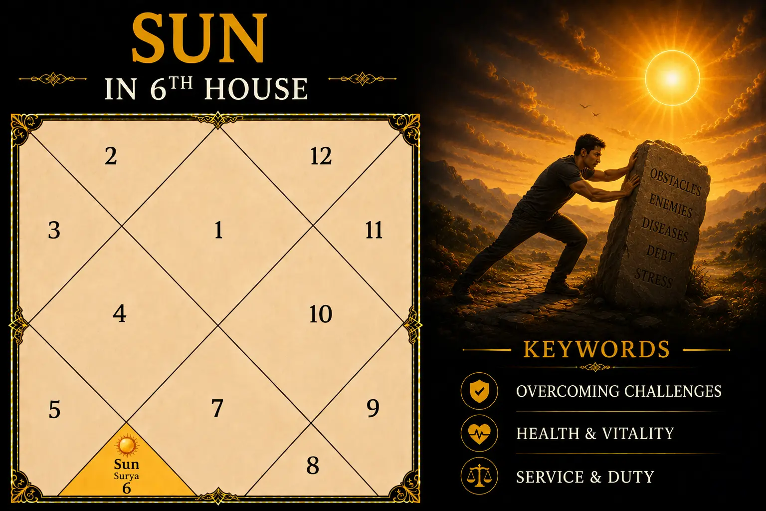 Illustration of Sun in the 6th House